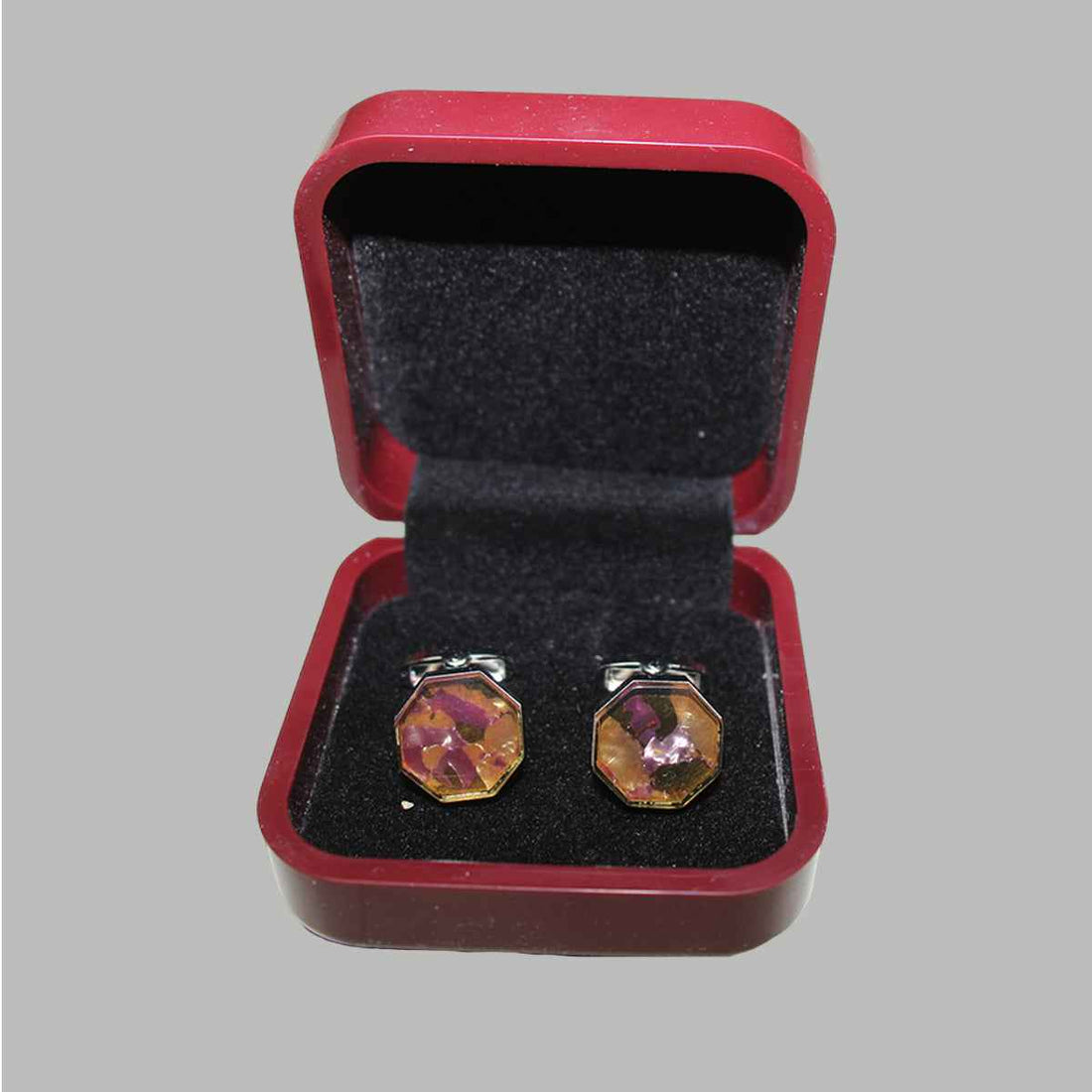 Black Round Textured Cufflinks (A-3563) - LEMON DENIM