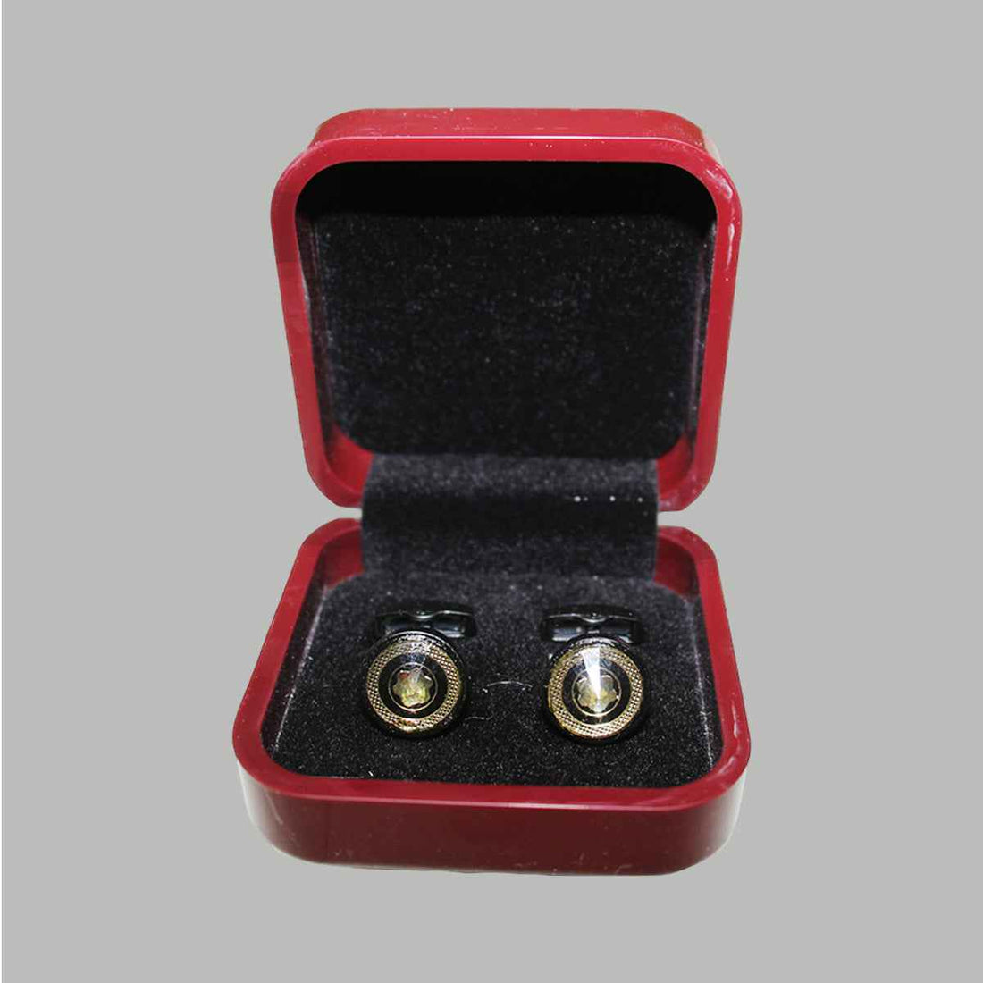 Black Round Golden Star Cufflinks (A-3557)