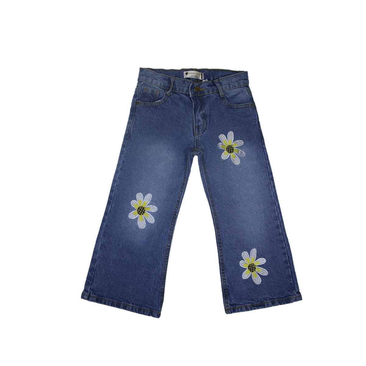 Girls Embroidered Denim Jeans A-3313 - Stylish Kids Fashion