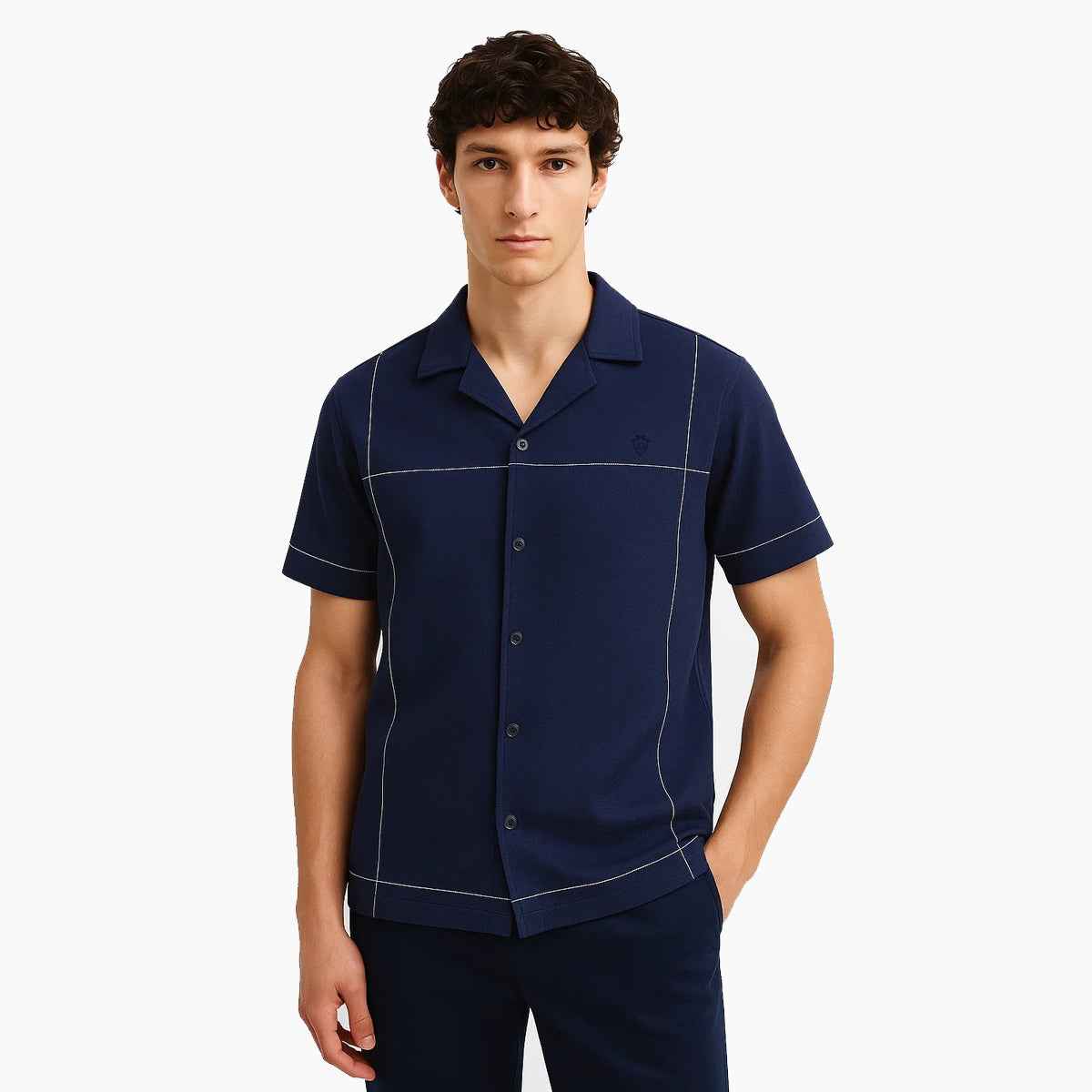 Mens Front Open Cuban Collar Casual Shirt (A-3403)