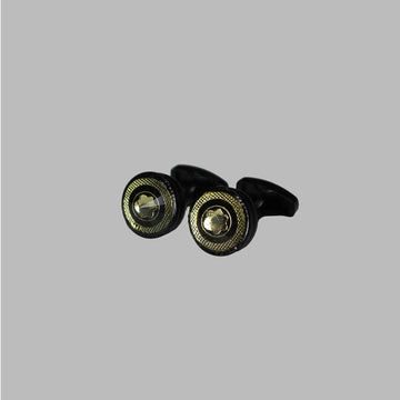 Black Round Golden Star Cufflinks (A-3557)