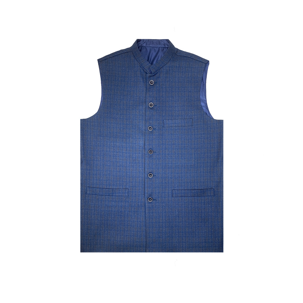 ROYAL BLUE SELF WAISTCOAT (A-2364) - LEMON DENIM