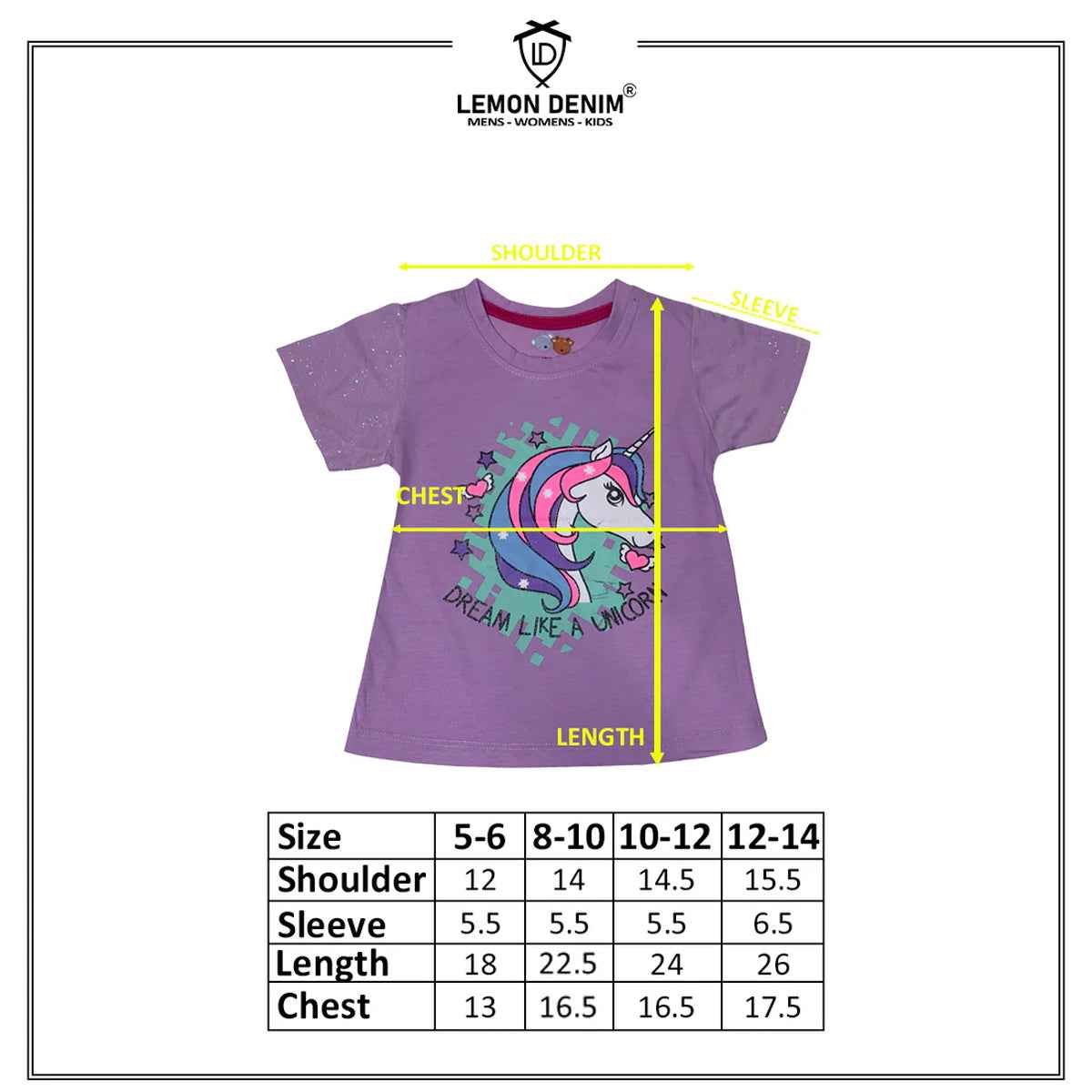 Girls Unicorn Print T-Shirt - Dream Like A Unicorn A-1612
