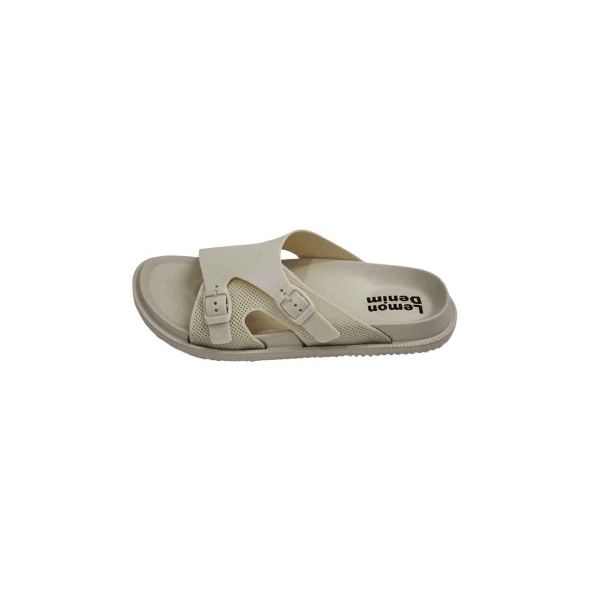 Fone Colour Double Belt Style Slipper (A-2434) - LEMON DENIM