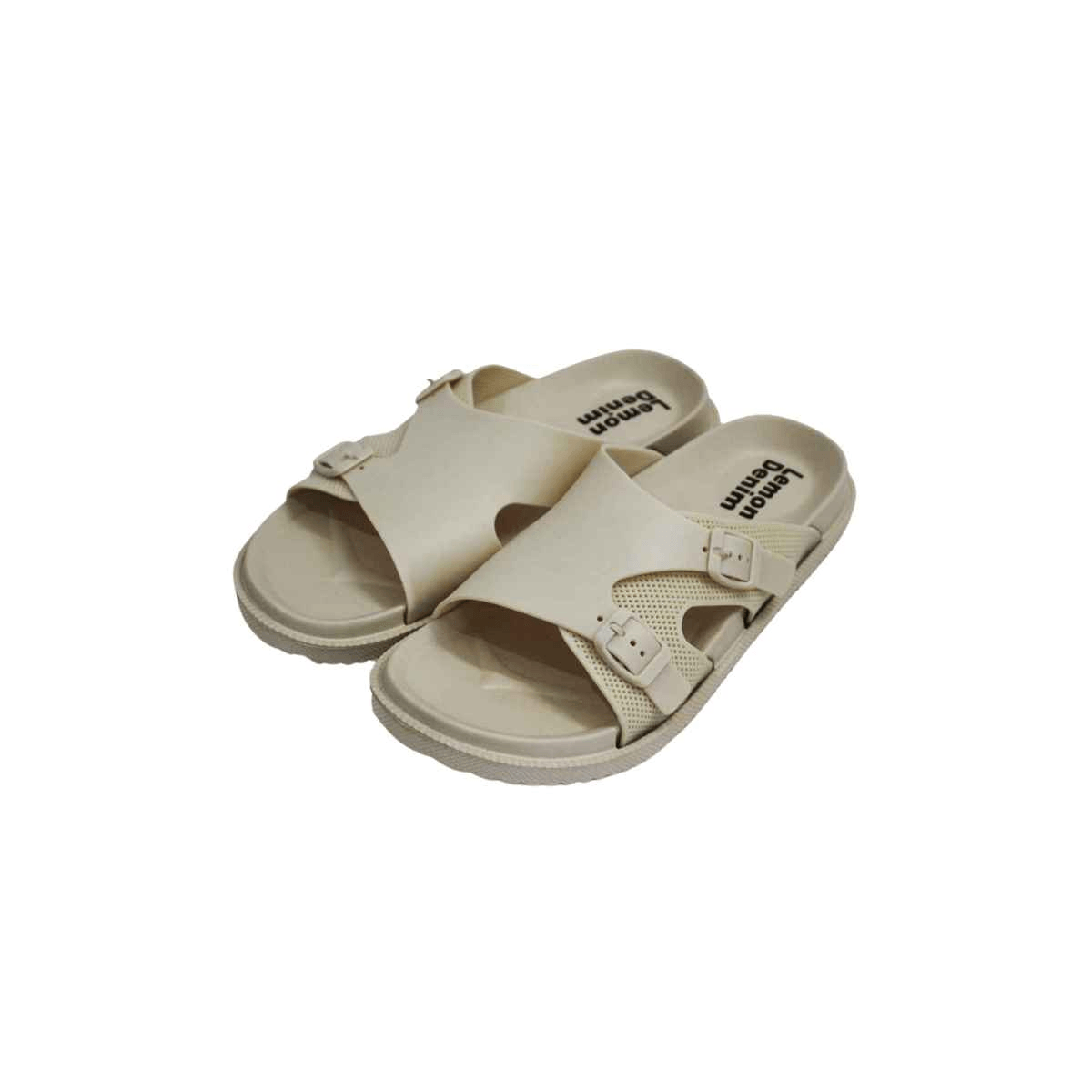 Fone Colour Double Belt Style Slipper (A-2434) - LEMON DENIM