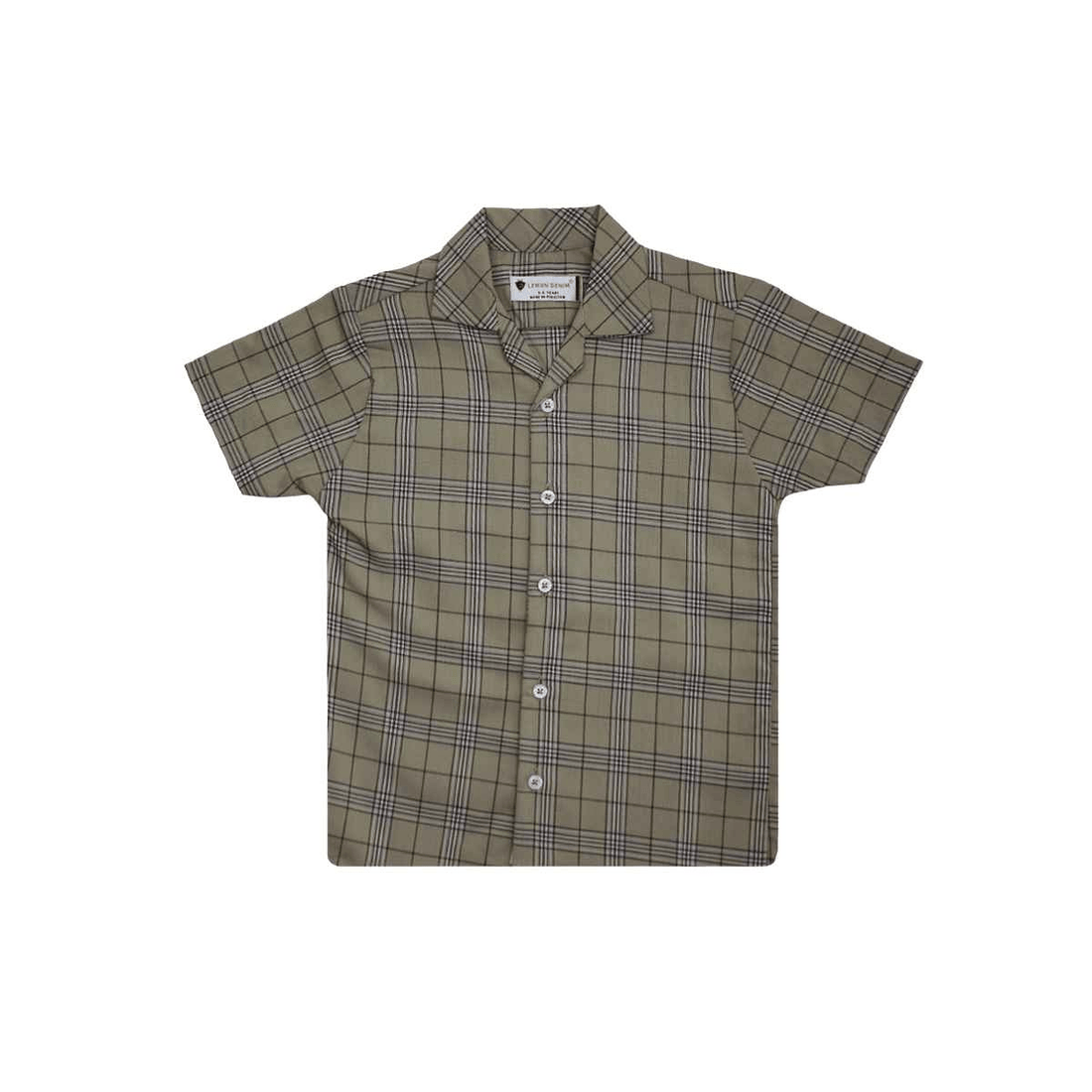 Boys Checked Cuban Collar Cotton Shirt A-1929 - LEMON DENIM