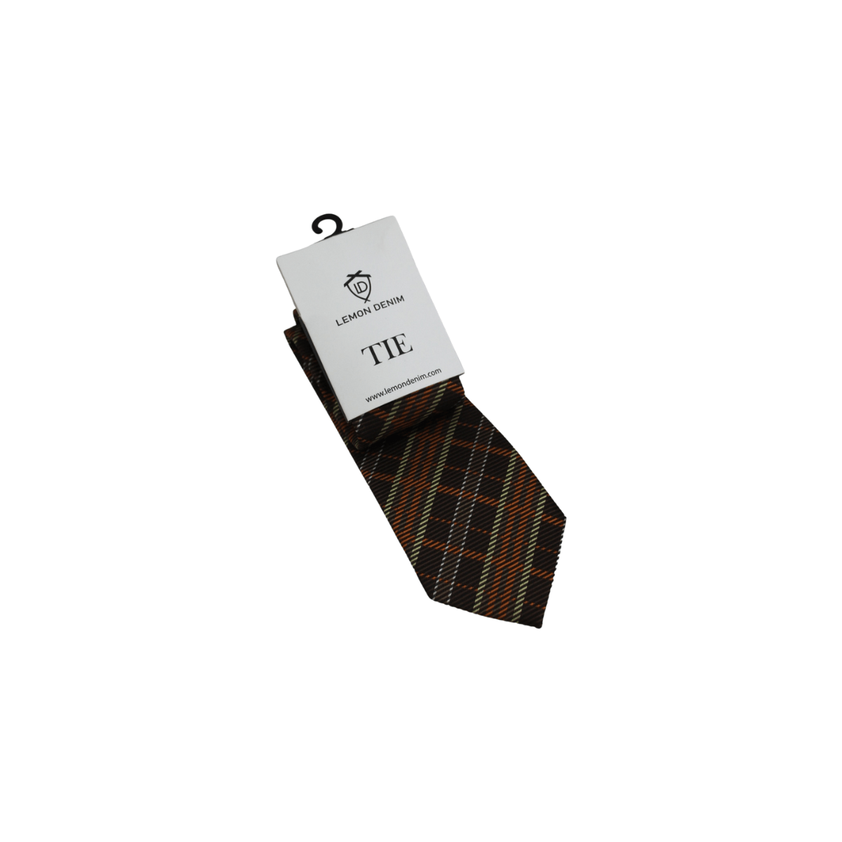 Brown Check Tie A-2264 - LEMON DENIM
