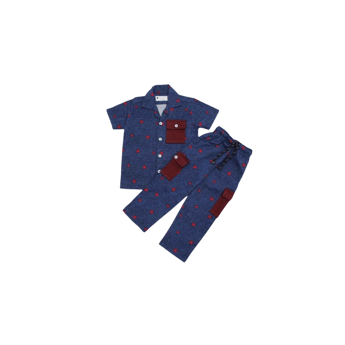 Kids Cotton Co-Ord Set with Printed Design for Children A-2726/27 - LEMON DENIM