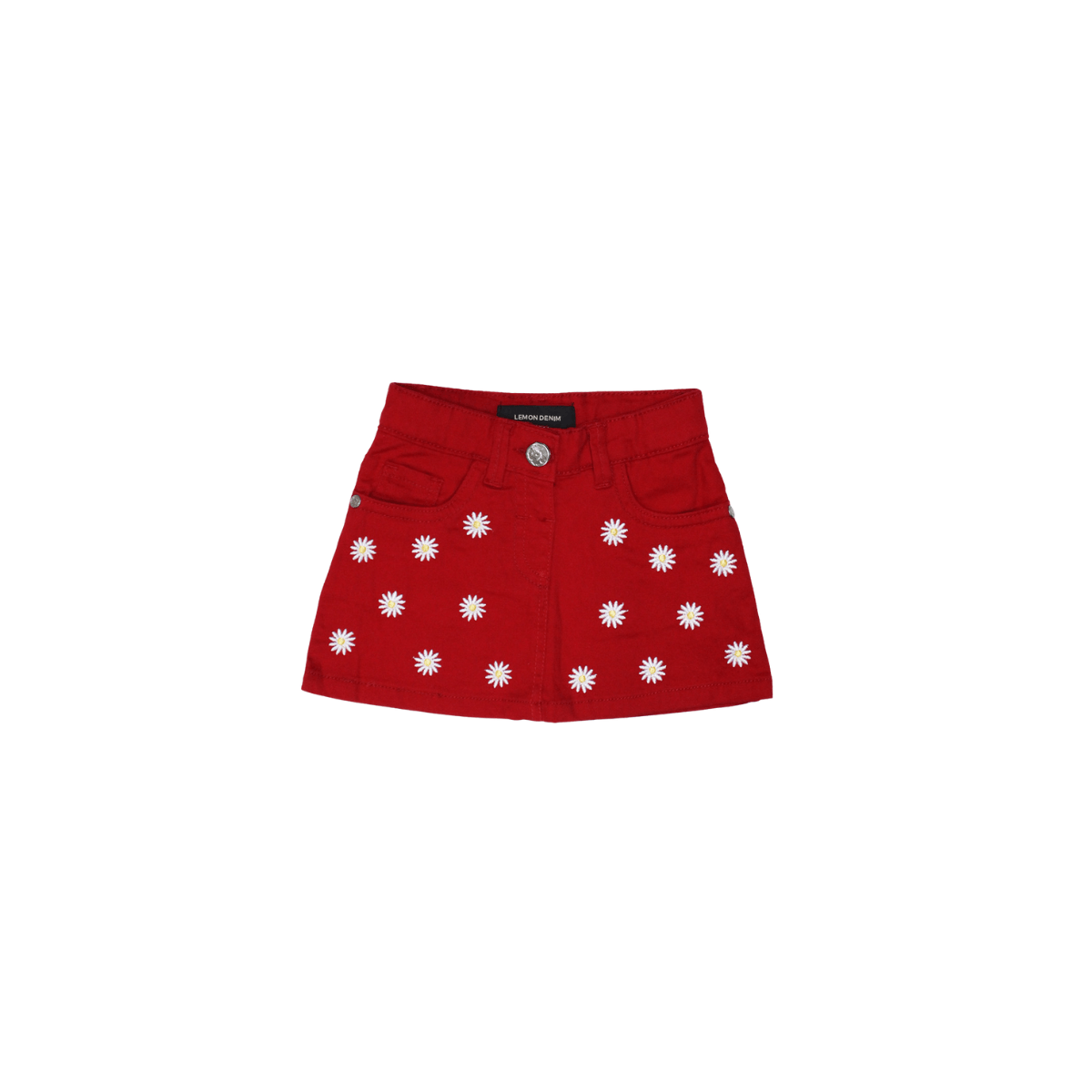 Girls Flowers Embroidery Skirt - LEMON DENIM