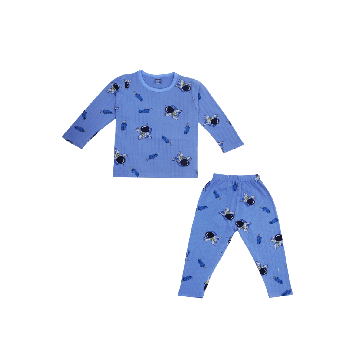 Sky Blue Kids Printed Suit - LEMON DENIM