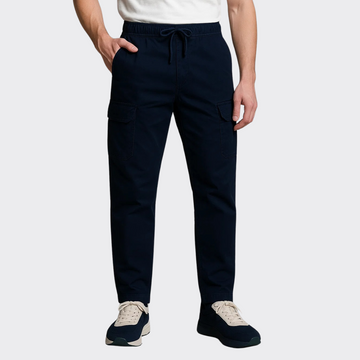 Straight Cargo Trousers - Open Button Style (A-2515) - LEMON DENIM