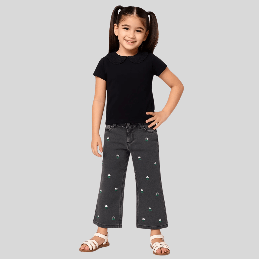 Girls Embroidered Jeans A-3321 - Stylish and Trendy Options - LEMON DENIM