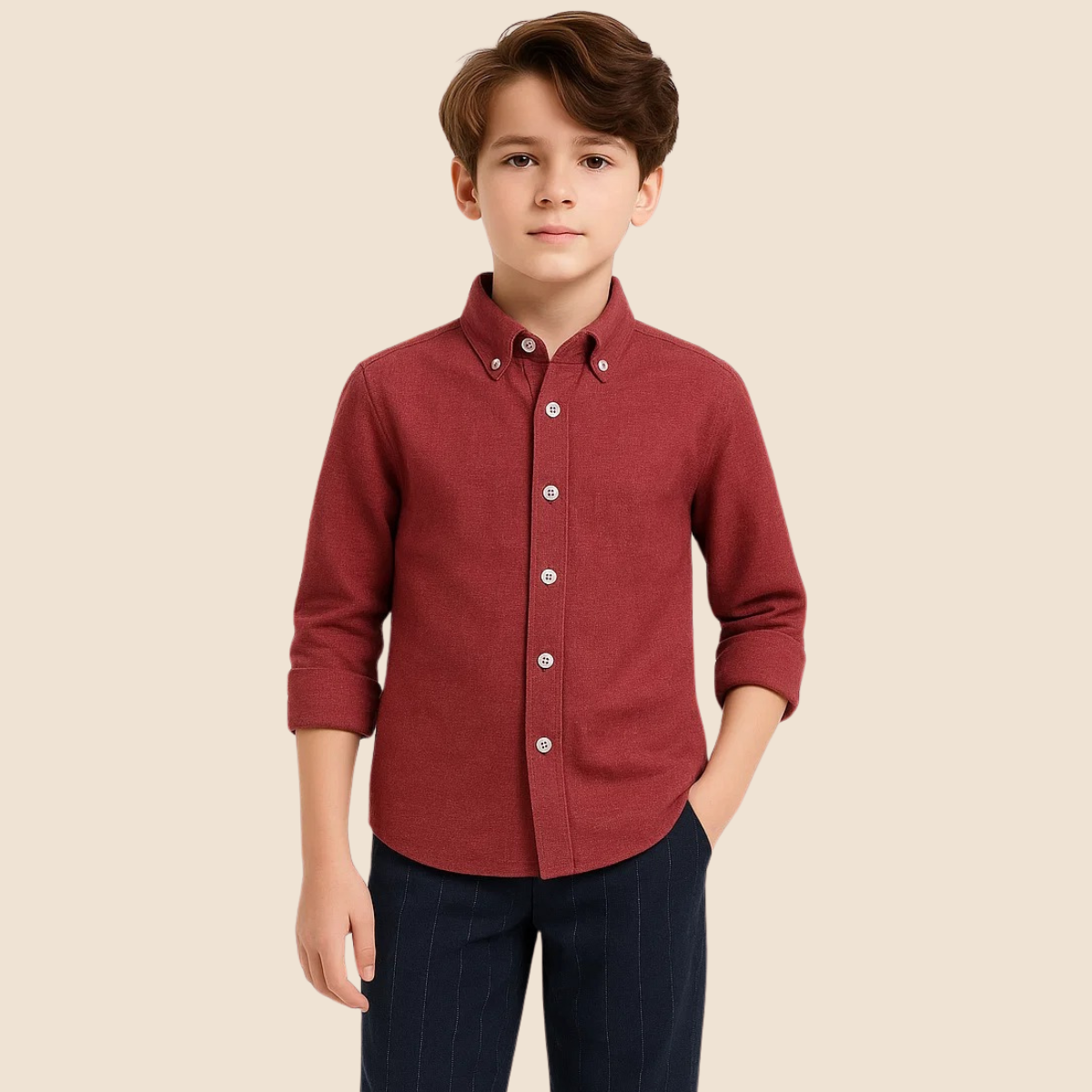 Boys Cotton Shirt - Self Cotton Shirt LT14-A-1805