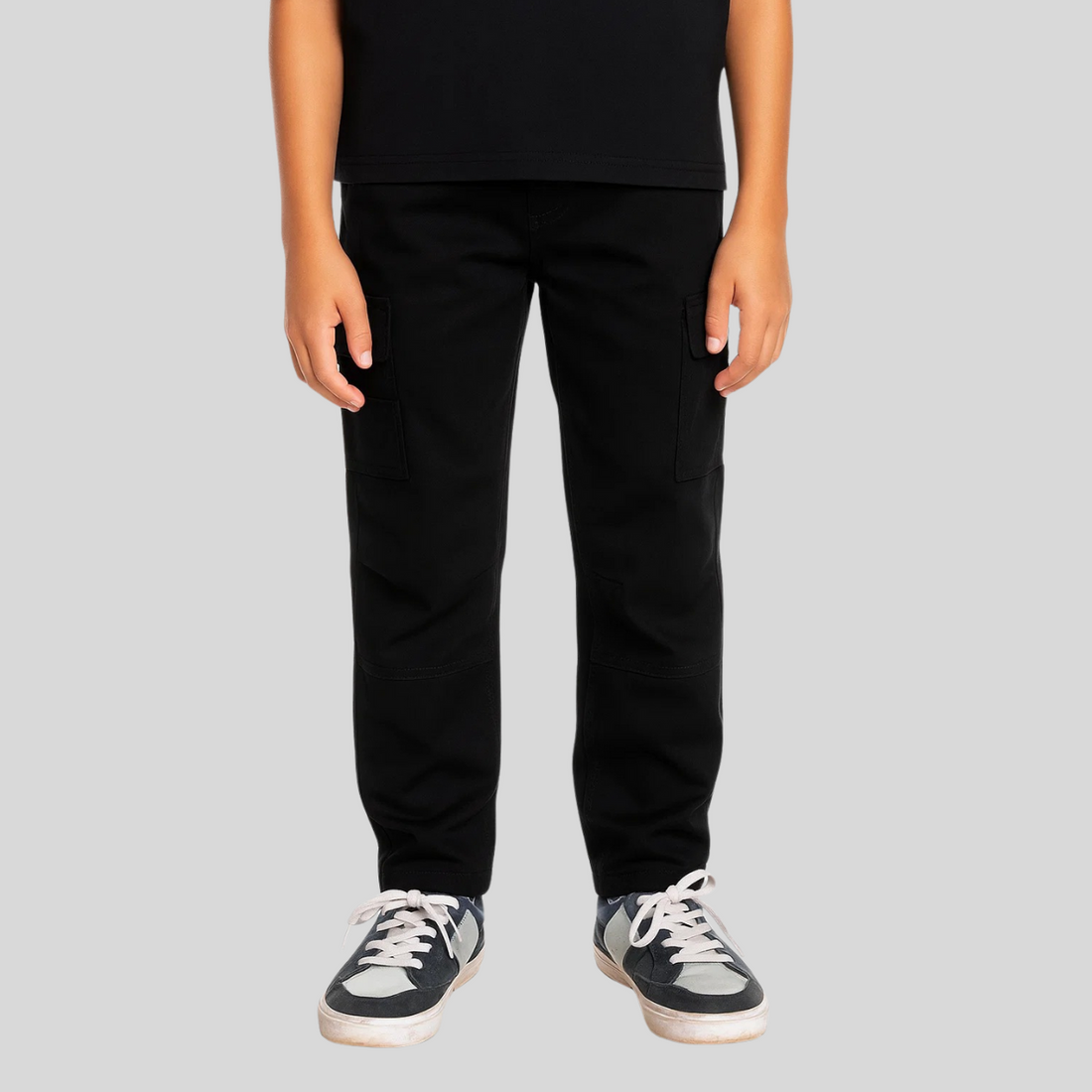 Boys Six Pocket Solid Colour Cargo Pant (A-2715) - LEMON DENIM