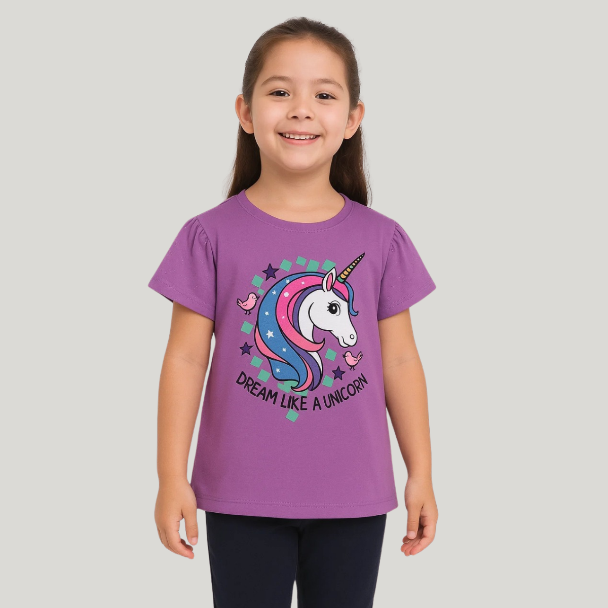 Girls Unicorn Print T-Shirt - Dream Like A Unicorn A-1612