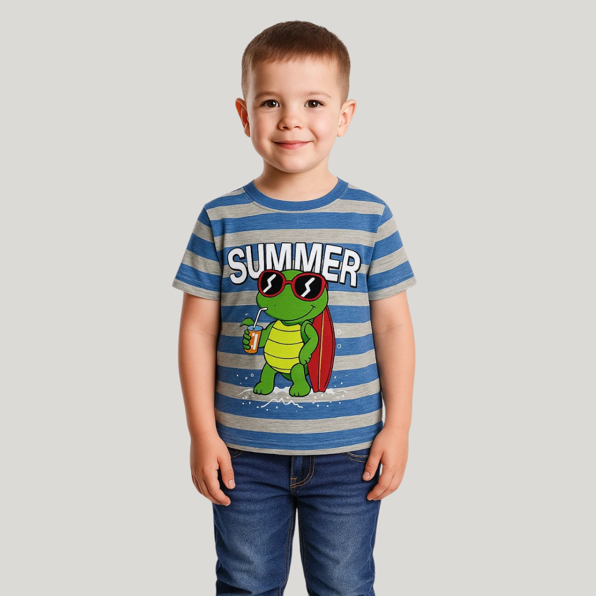 SEO Optimized Title: Organic Striped Graphic T-Shirt A-1596 – Eco-Friendly Fashion