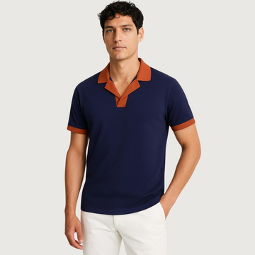 Men's Contrast Collar Polo - Jersey Collar Fashion Polo A-3399