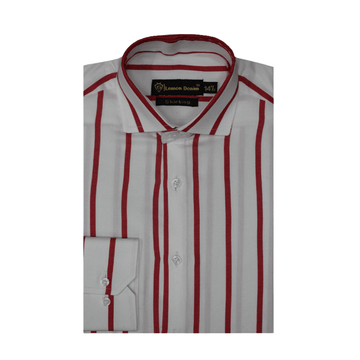 Mens Red Dress Shirt with Formal Lining Stripes in Red