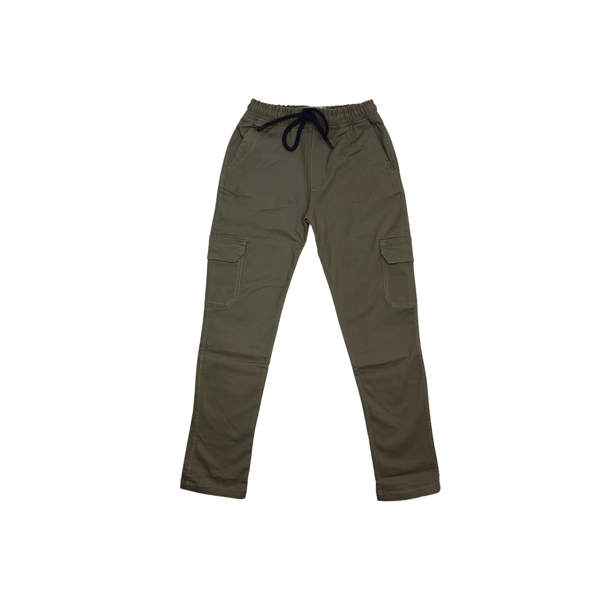 Boys Cargo Pants with Six Pockets in Solid Color - LEMON DENIM