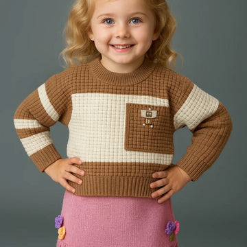 Girls Round Neck Sweater (A-3691)