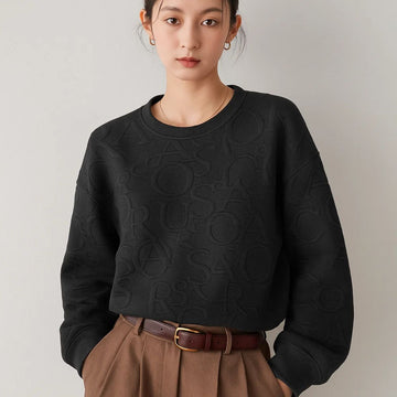 Black Color Jacquard Sweat Shirt (A-2628)