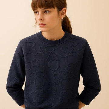 Jacquard Navy Blue Sweat Shirt (A-2621)