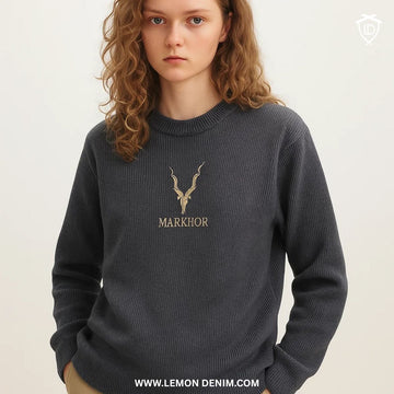 Grey Markhor Embroidery Jumper(A-2747)
