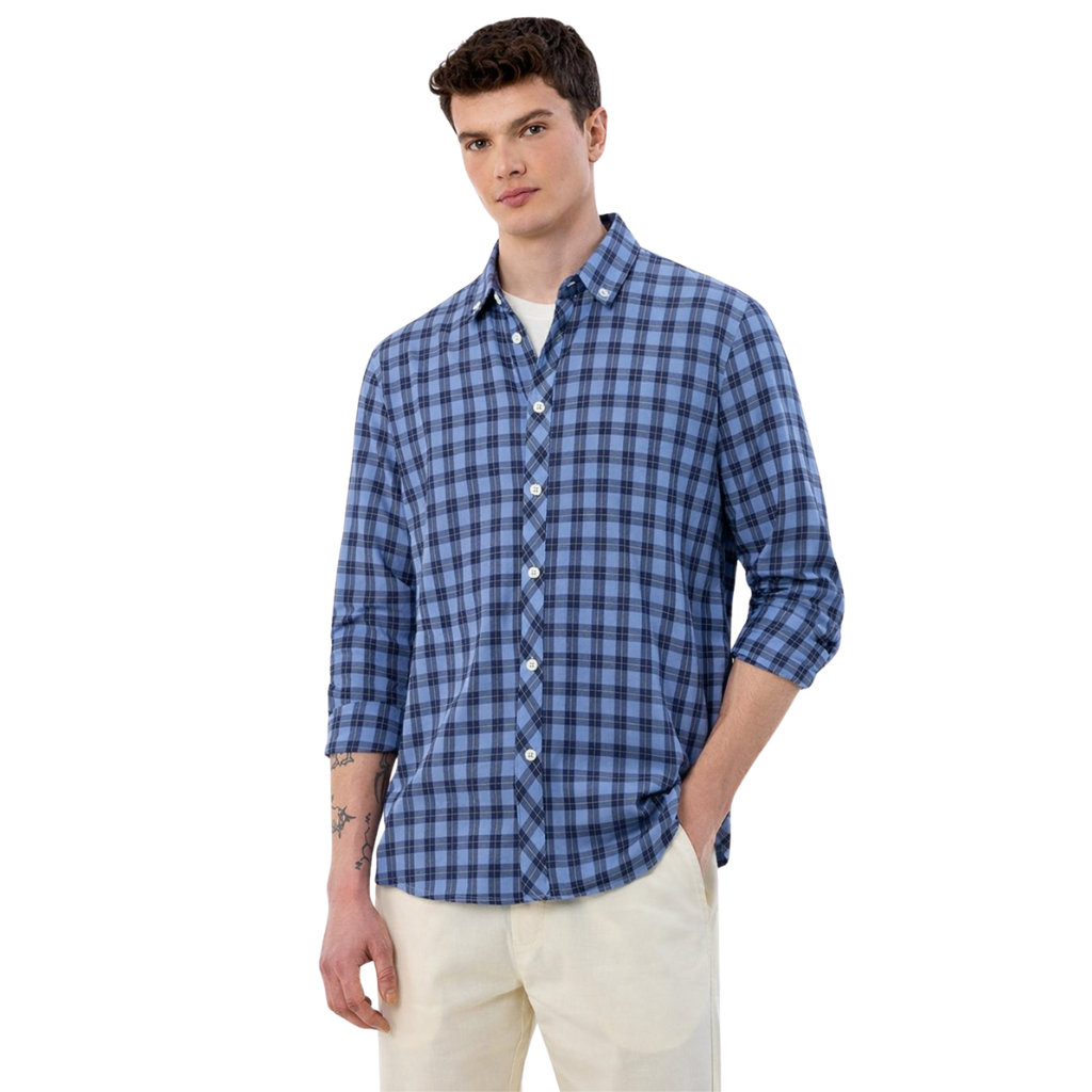 Sky Blue Casual Check Shirt (A-3841)