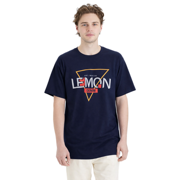 Navy Blue Mens Lemon Denim Printed T-Shirt (A-1482)