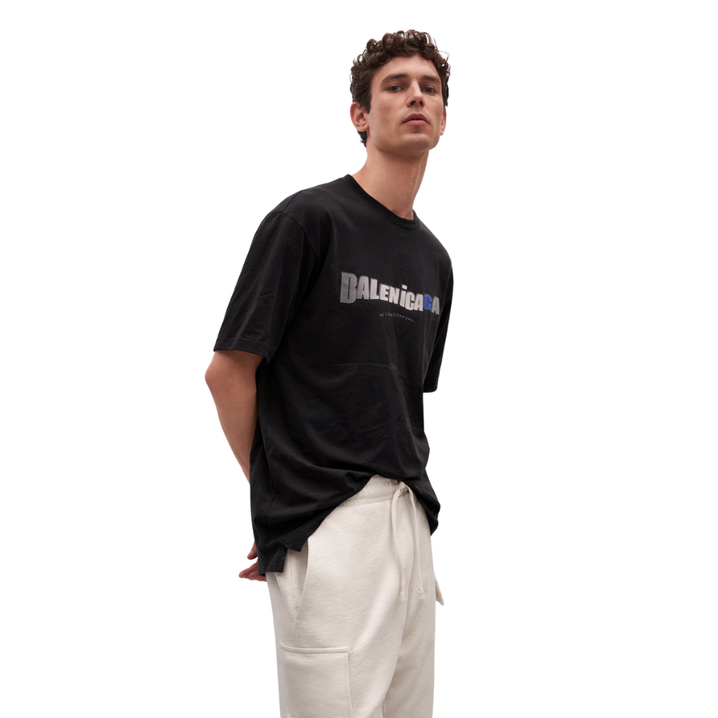 Black Printed Down Shoulder Round Neck T-Shirt (A-4164)