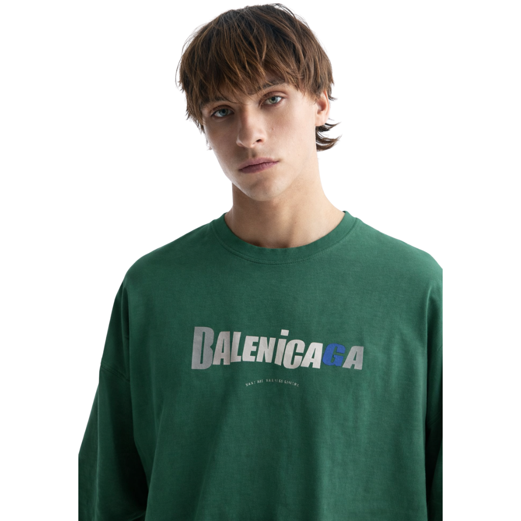 Green Printed Down Shoulder T-Shirt (A-4164)