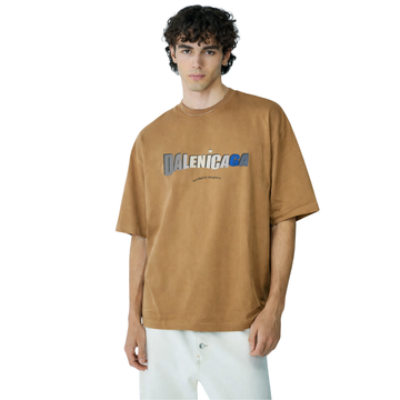 Dark Skin Color Down Shoulder Printed T-Shirt (A-4164)