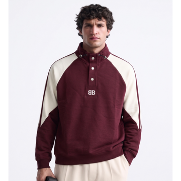 Maroon & Off-white Turtle Neck Style Sweat Shirt (A-5202)
