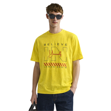 Light Lemon Mens Printed T-Shirt (A-1383)