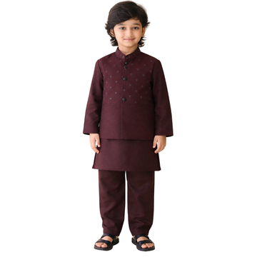 Maron Eastern Boys Shalwar Kameez Waistcoat (A-4108)