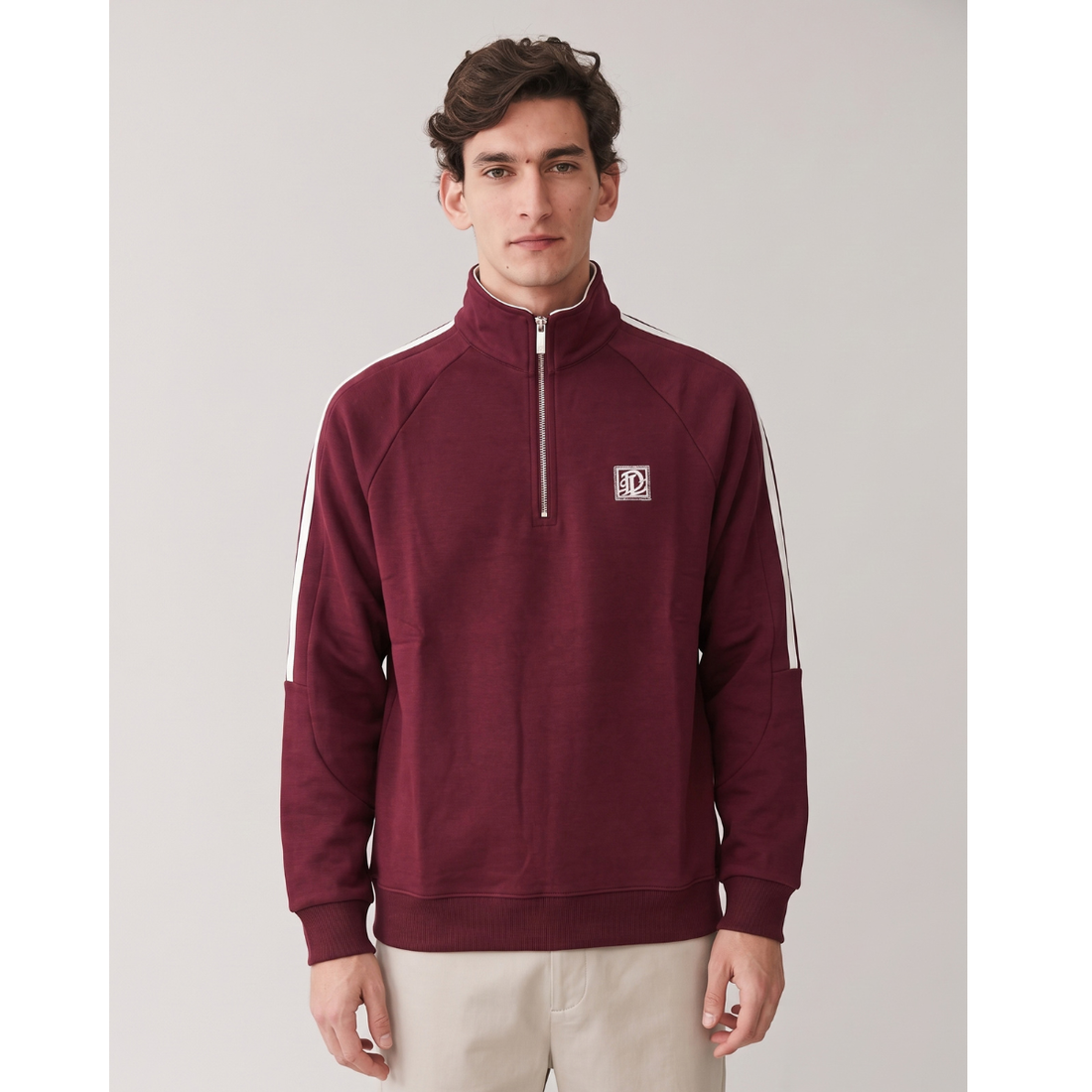Marron Half Zipper Sweatshirt (A-5198)