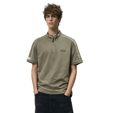 Olive Green Mens Imported Half Zipper T-shirt (A-4112)