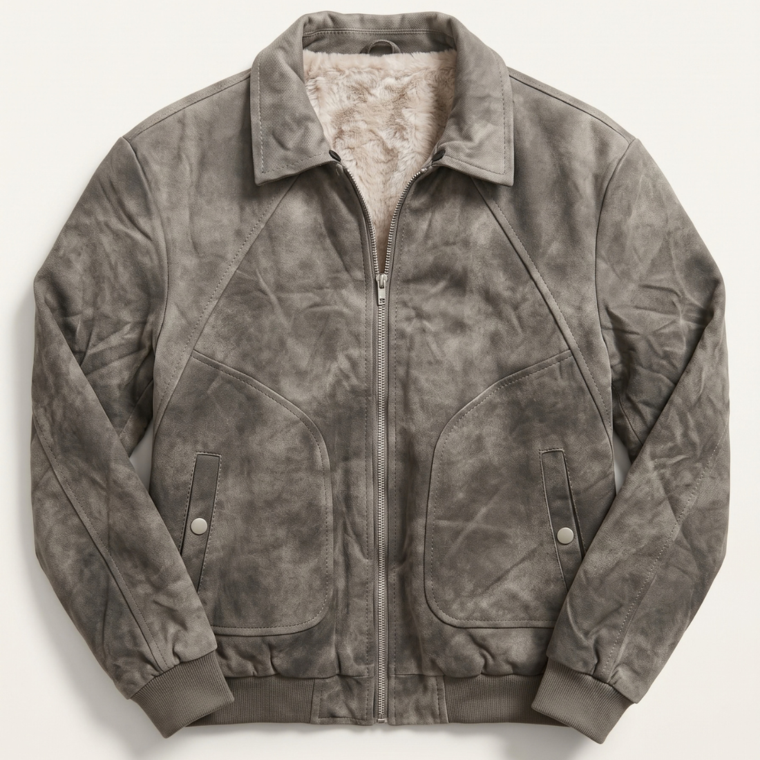 Glacier Grey Suede Leather Jacket (A-5265)