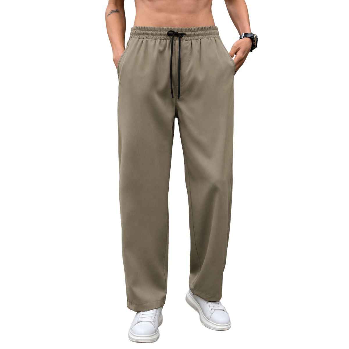 Skin Brown Color Self Texture Stretchable Trouser (A-4804)