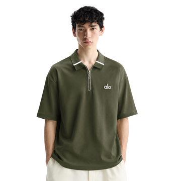 Olive Green Alo Half Zipper Polos (A-4955)