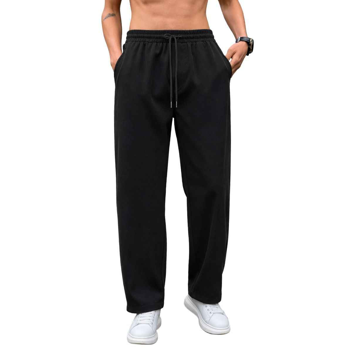 Black Self Texture stretchable Trouser  (A-4804)