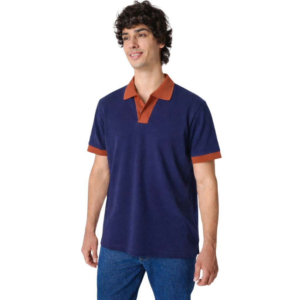 Men's Contrast Collar Polo - Jersey Collar Fashion Polo A-3399