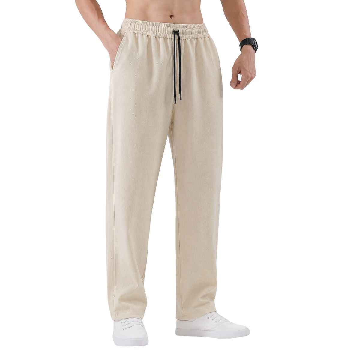 Cream Color Self Texture Stretchable Trouser (A-4804)