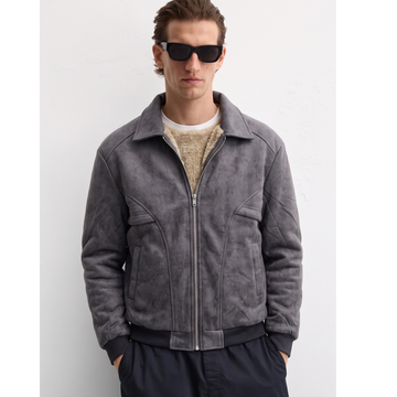 Sliver Grey Suede Leather Jacket (A-5266)