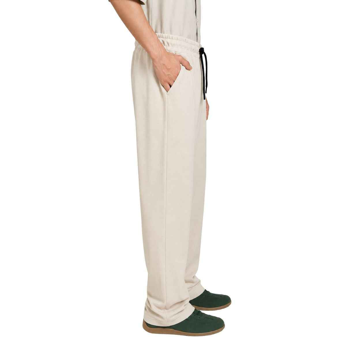 Cream Color Self Texture Stretchable Trouser (A-4804)