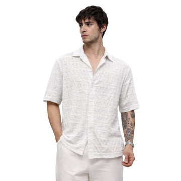 Self Texture Cuban Collar Mens Polo (A-3838)