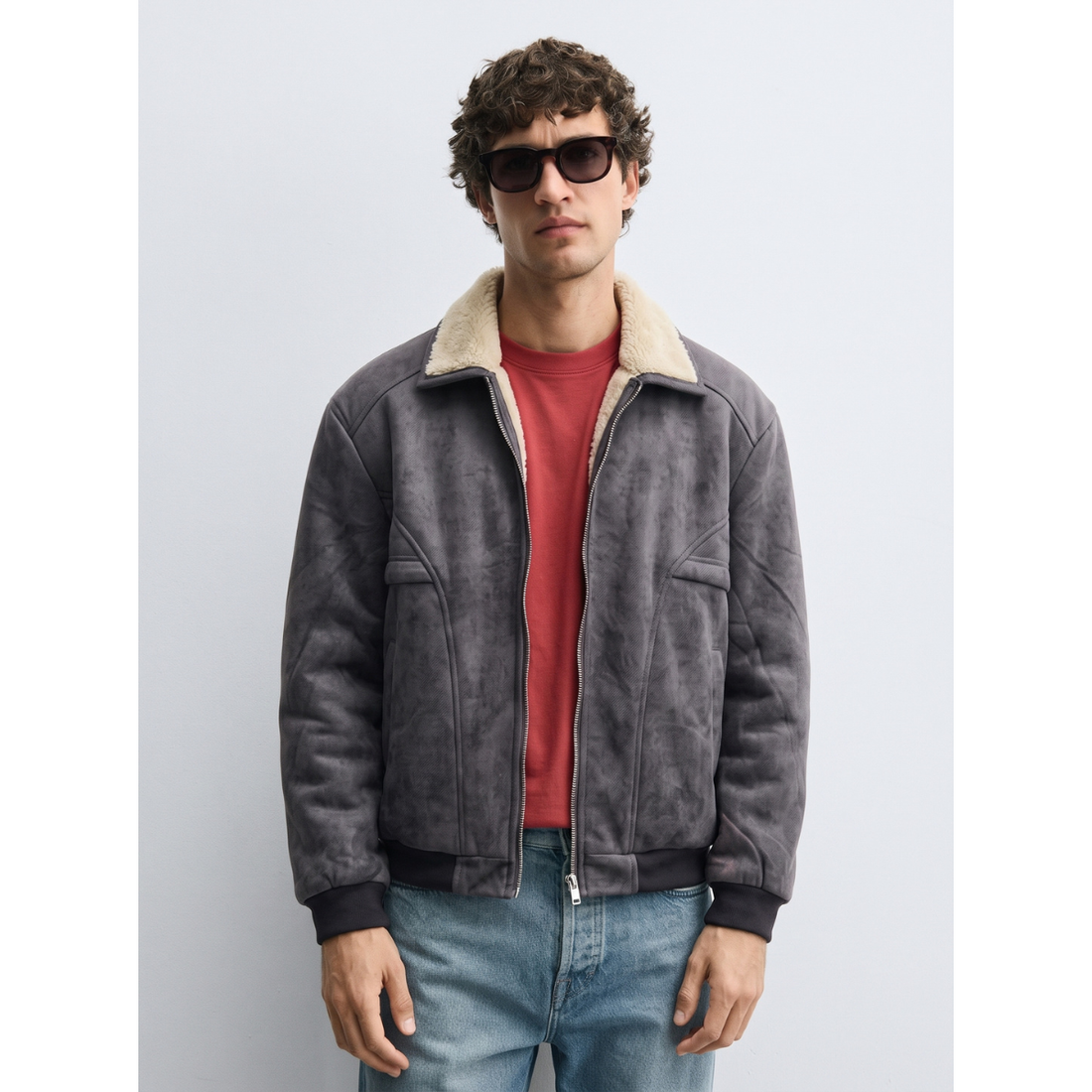 Sliver Grey Suede Leather Jacket (A-5266)