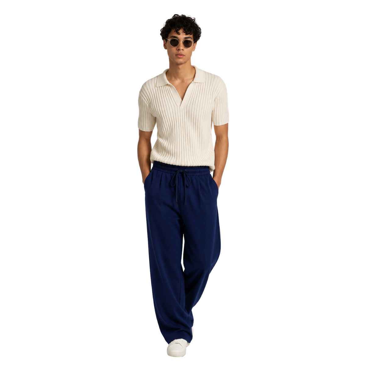 Navy Blue Stretchable Jersey Comfortable Trousers (A-4802)