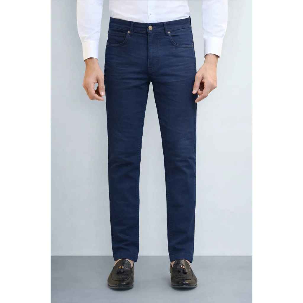 Navy Blue Straight Fit Cotton Chino Pant (A-3805)