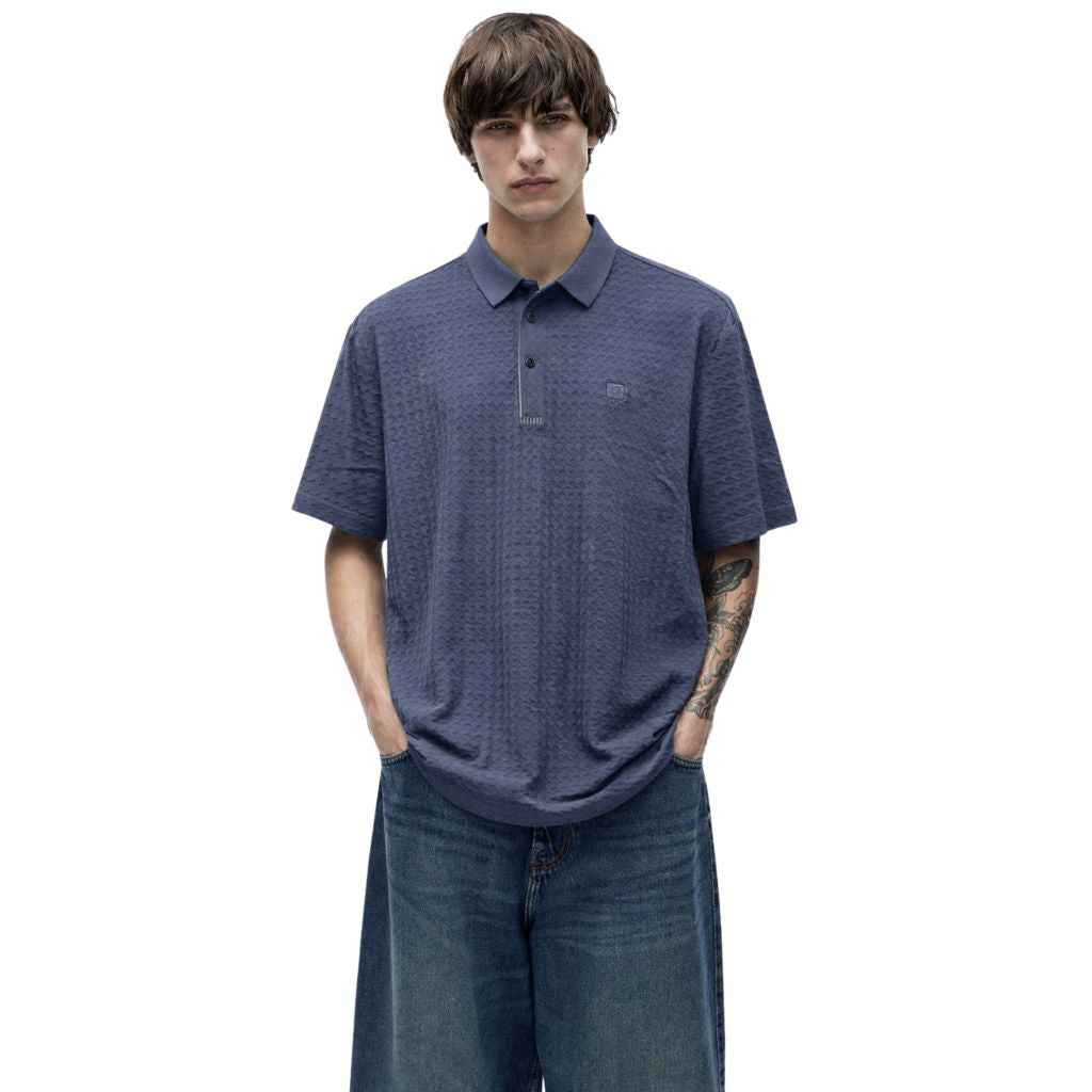 Grey Dry Fit Mens Self Texture Polo (A-3115)